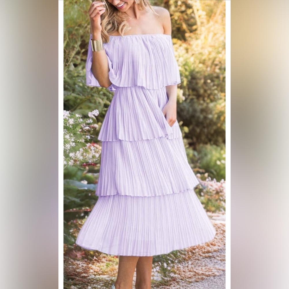 NWT!!🦄Ruffled Off The Shoulder Chiffon Dress